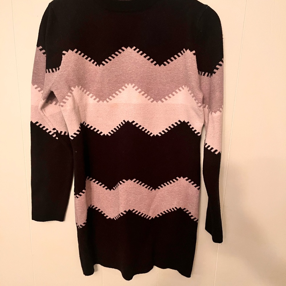 Black and Pink Zigzag Sweater Dress